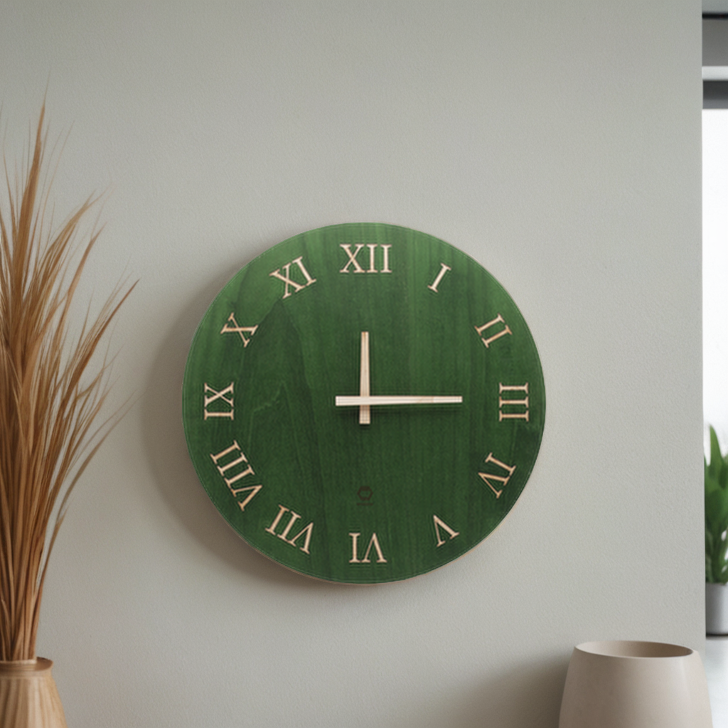 Grön Skogsstund wooden wall Clock